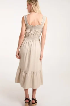 Shirred Detail Midi Dress
