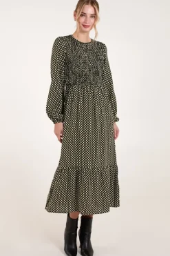 Shirred Front Midi Dress