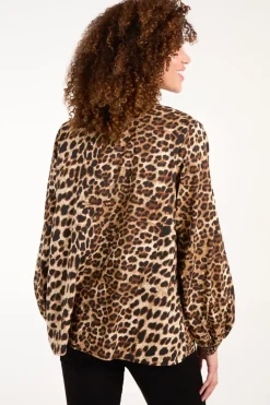 Shirred Front Tie Neck Blouse