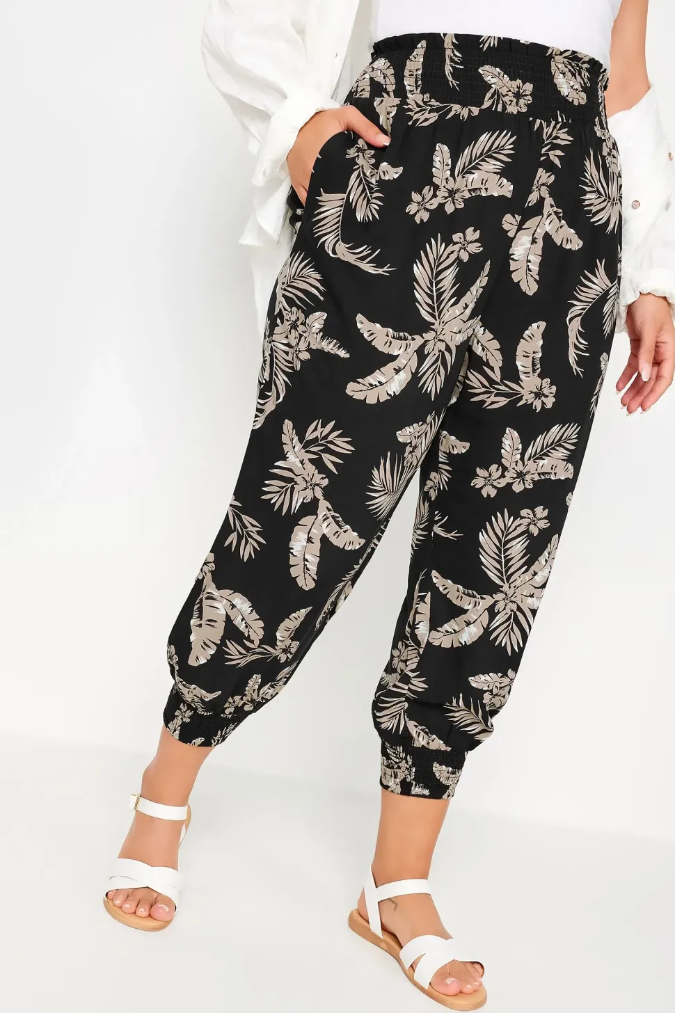 Shirred Harem Trousers