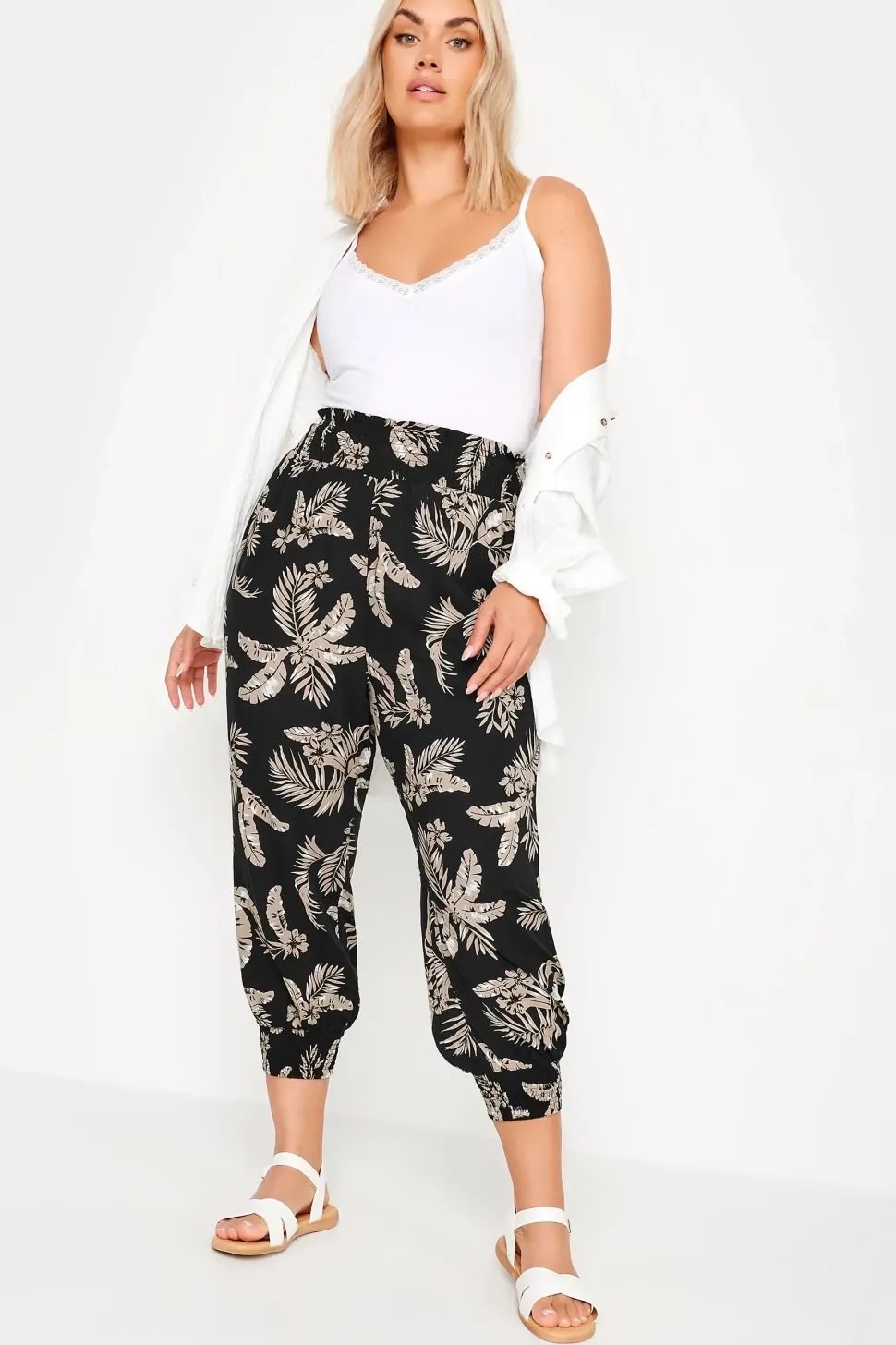 Shirred Harem Trousers