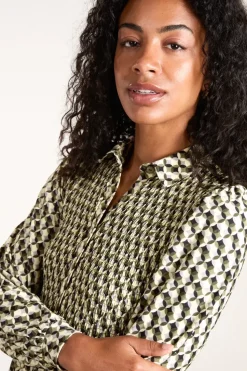 Shirred Mini Shirt Dress