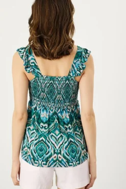 Shirred Panel Aztec Print Jersey Top