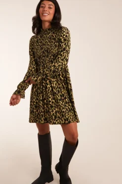 Shirred Trapeze Mini Dress