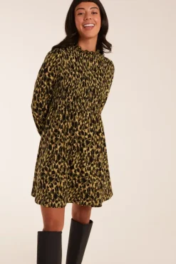 Shirred Trapeze Mini Dress