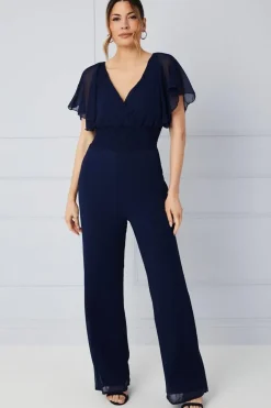 Shirred Waist Angel Sleeve Jumpsuit