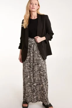 Shirred Waistband Wide Leg Trouser