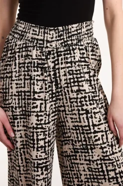 Shirred Waistband Wide Leg Trouser
