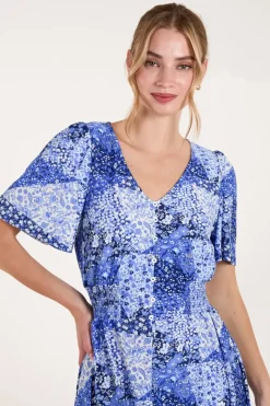 Shirred Waist Button Mini Dress
