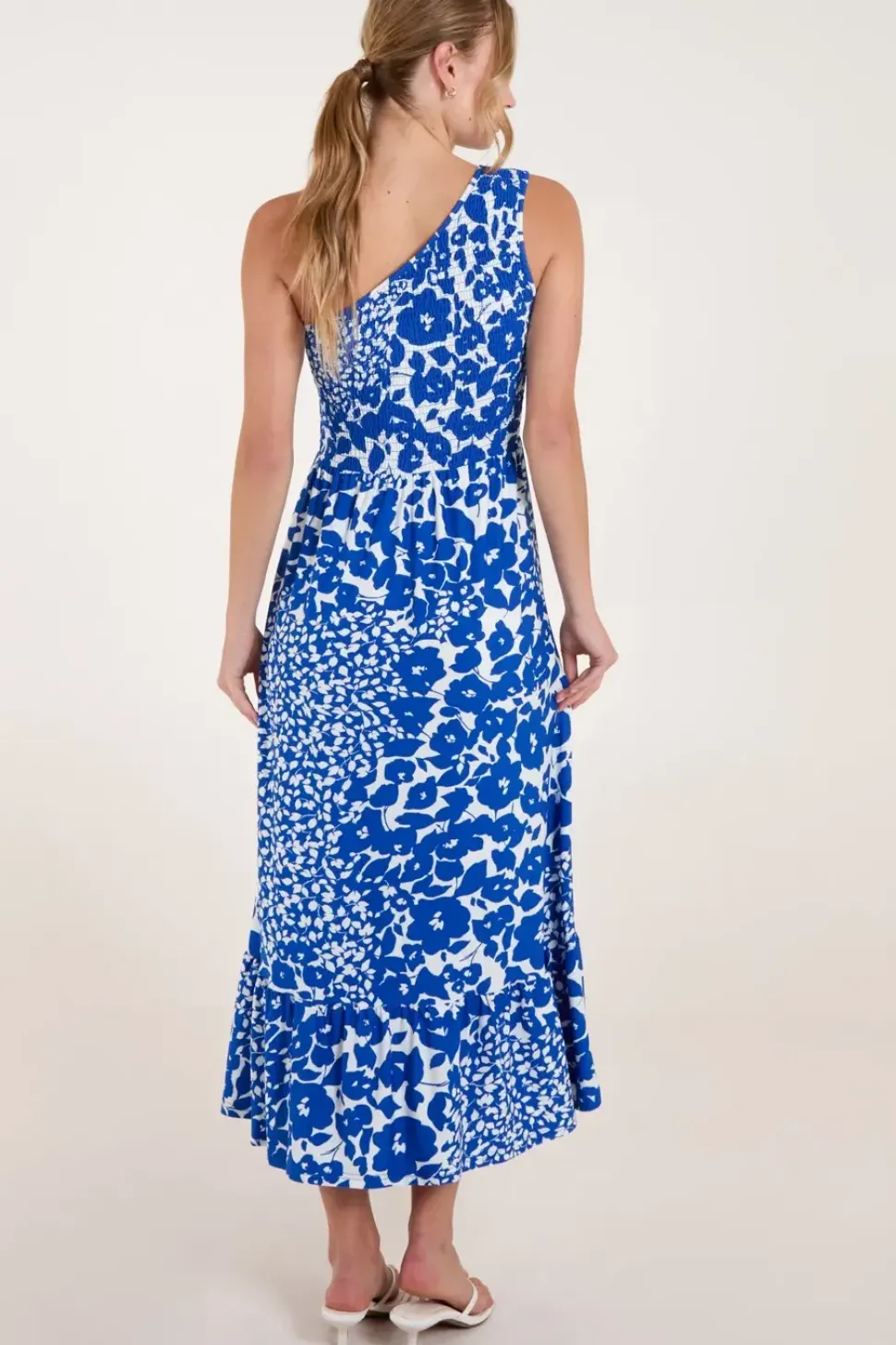 Shirred Waist One Shoulder Maxi Dress