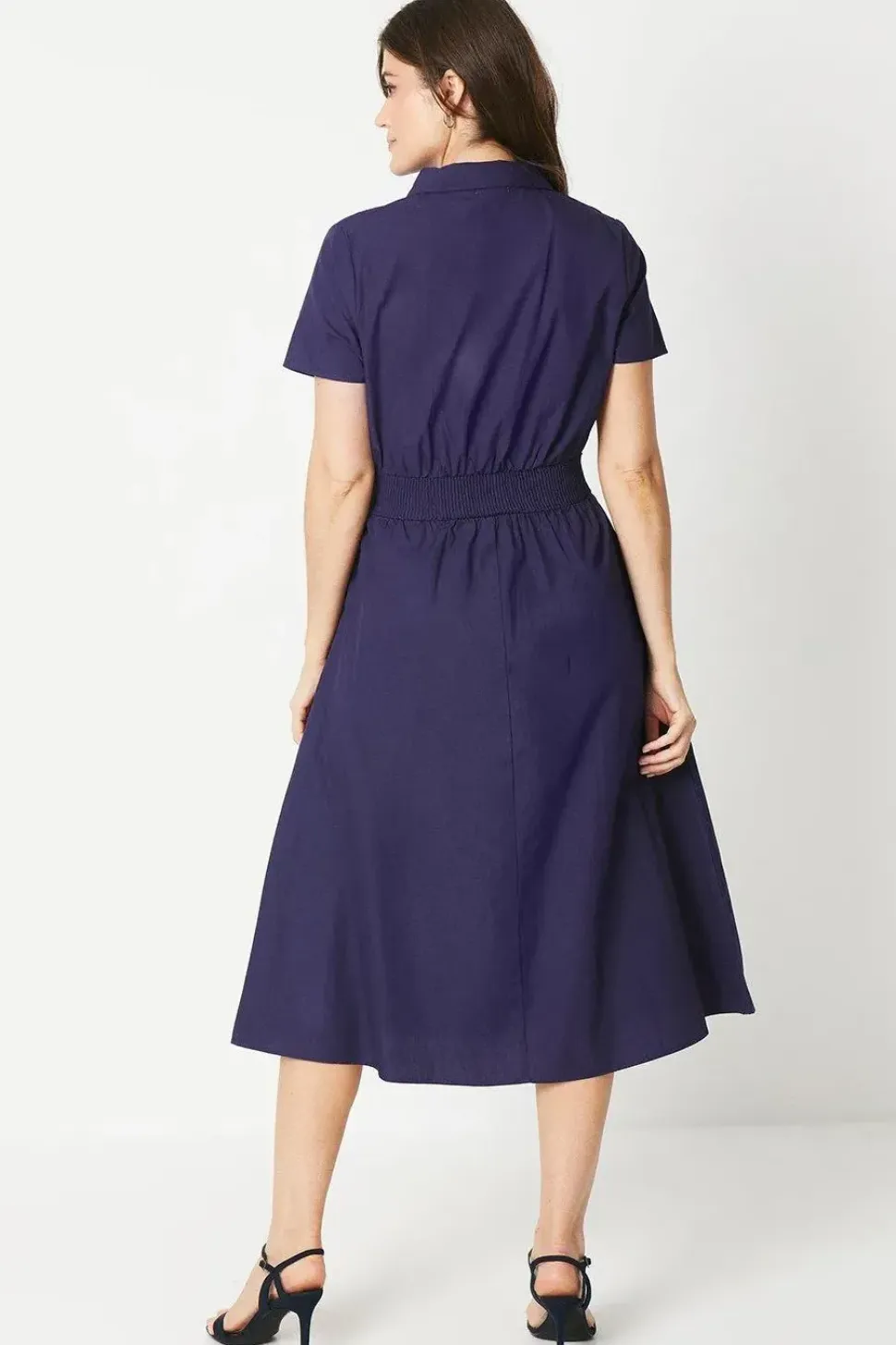 Shirred Waist Shirt Dress