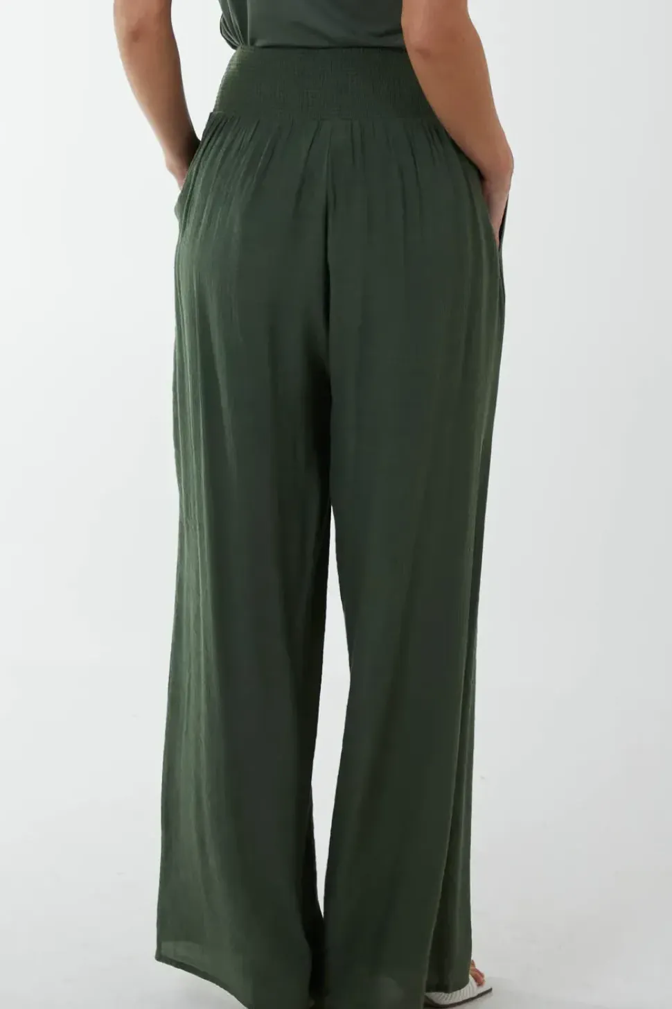 Shirring Waist Wide Leg Trouser