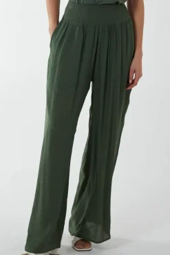 Shirring Waist Wide Leg Trouser