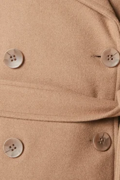 Short Belted Trench Wool Double Breasted Coat