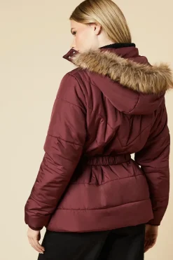 Short Luxe Quilted Padded Puffer Belted Coat