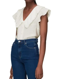 Short Sleeve Collar Top-Plain