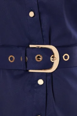 Short Sleeve Heavy Crepe Utility Shirt Dress
