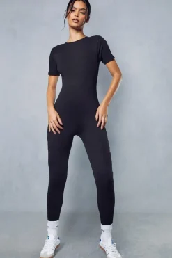 Short Sleeve Ribbed Jumpsuit