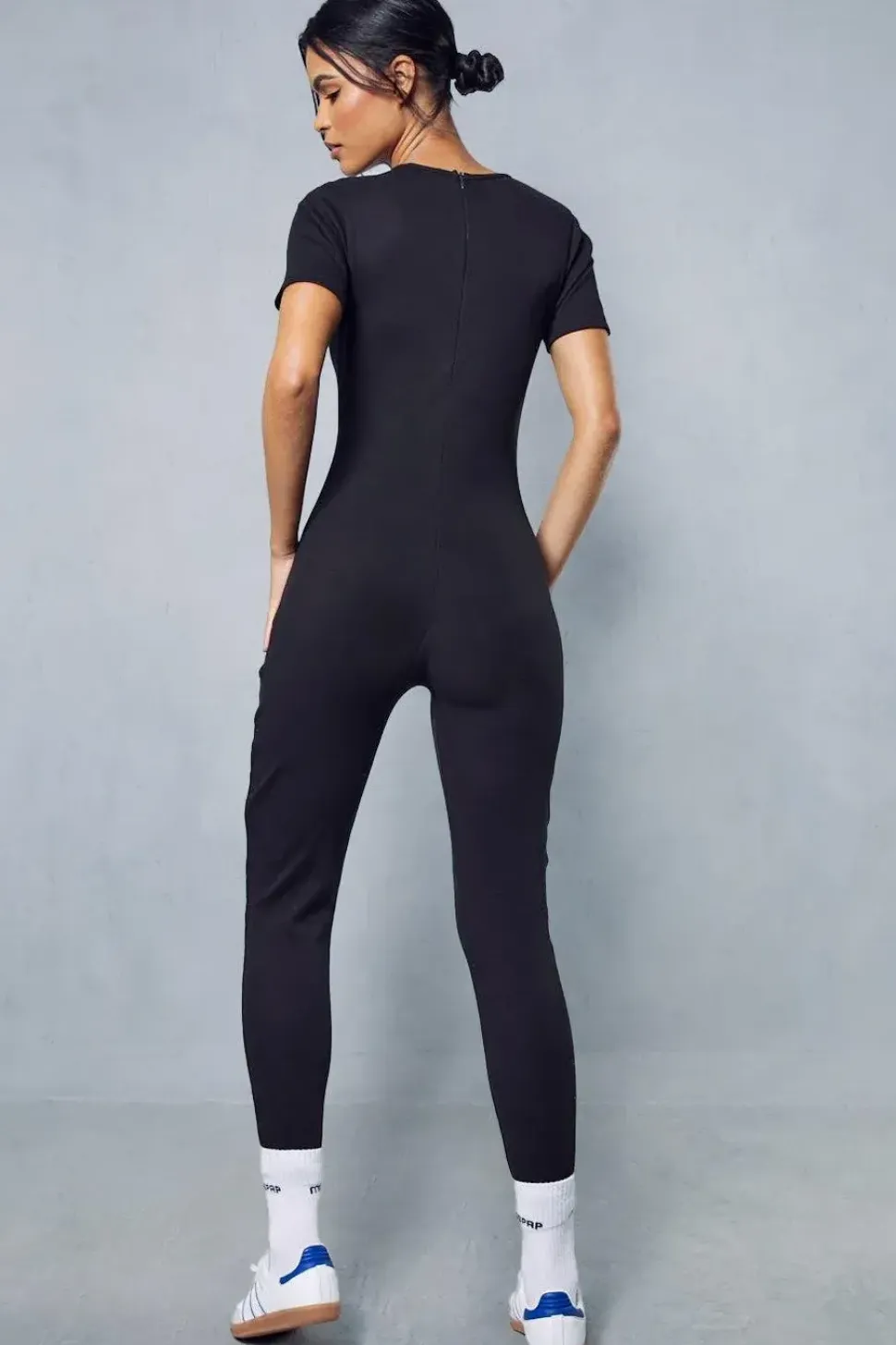 Short Sleeve Ribbed Jumpsuit