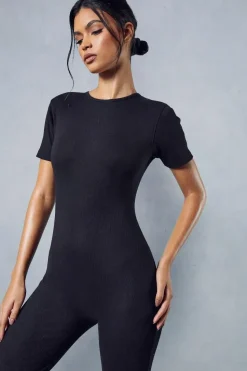 Short Sleeve Ribbed Jumpsuit