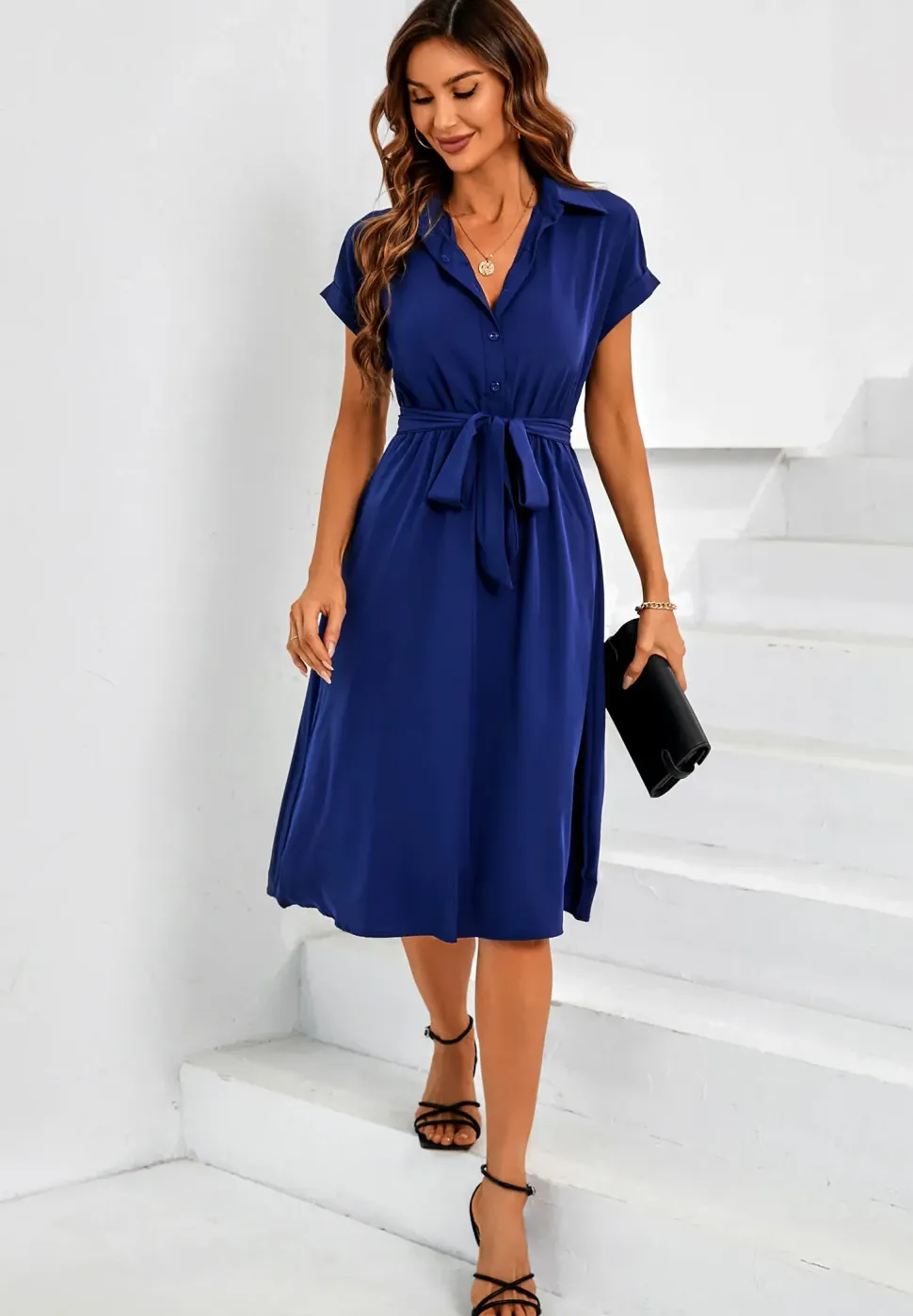 Short Sleeve Shirt Midi Dress