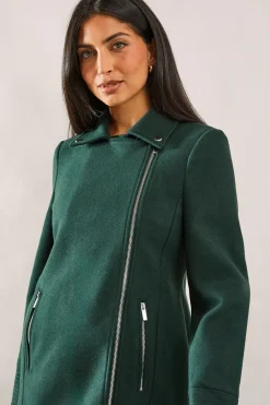 Short Zip Detail Biker Coat