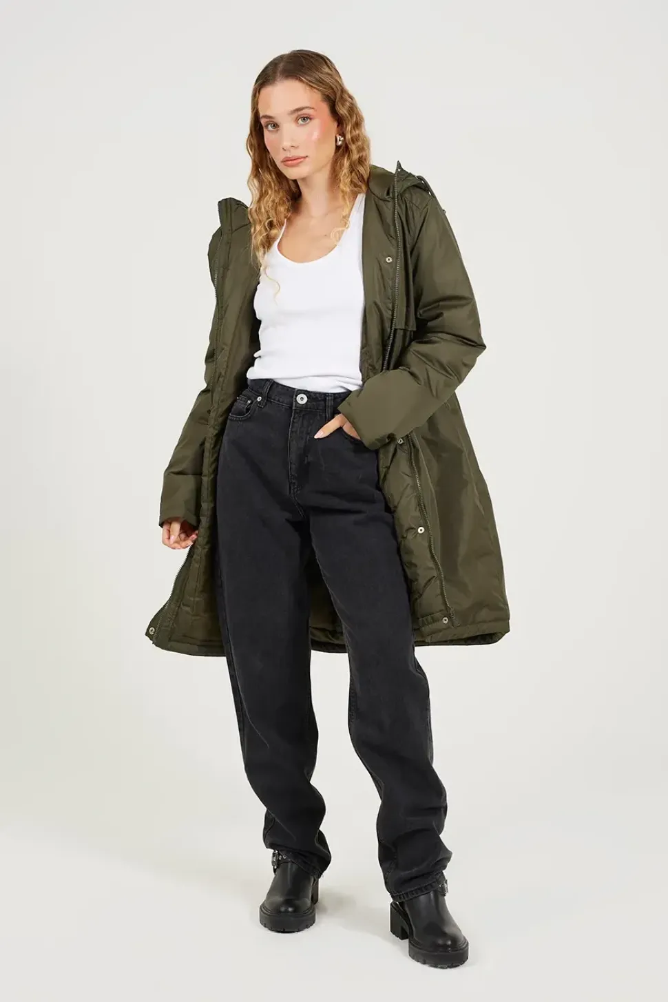 Shower Resistant Padded Parka Jacket