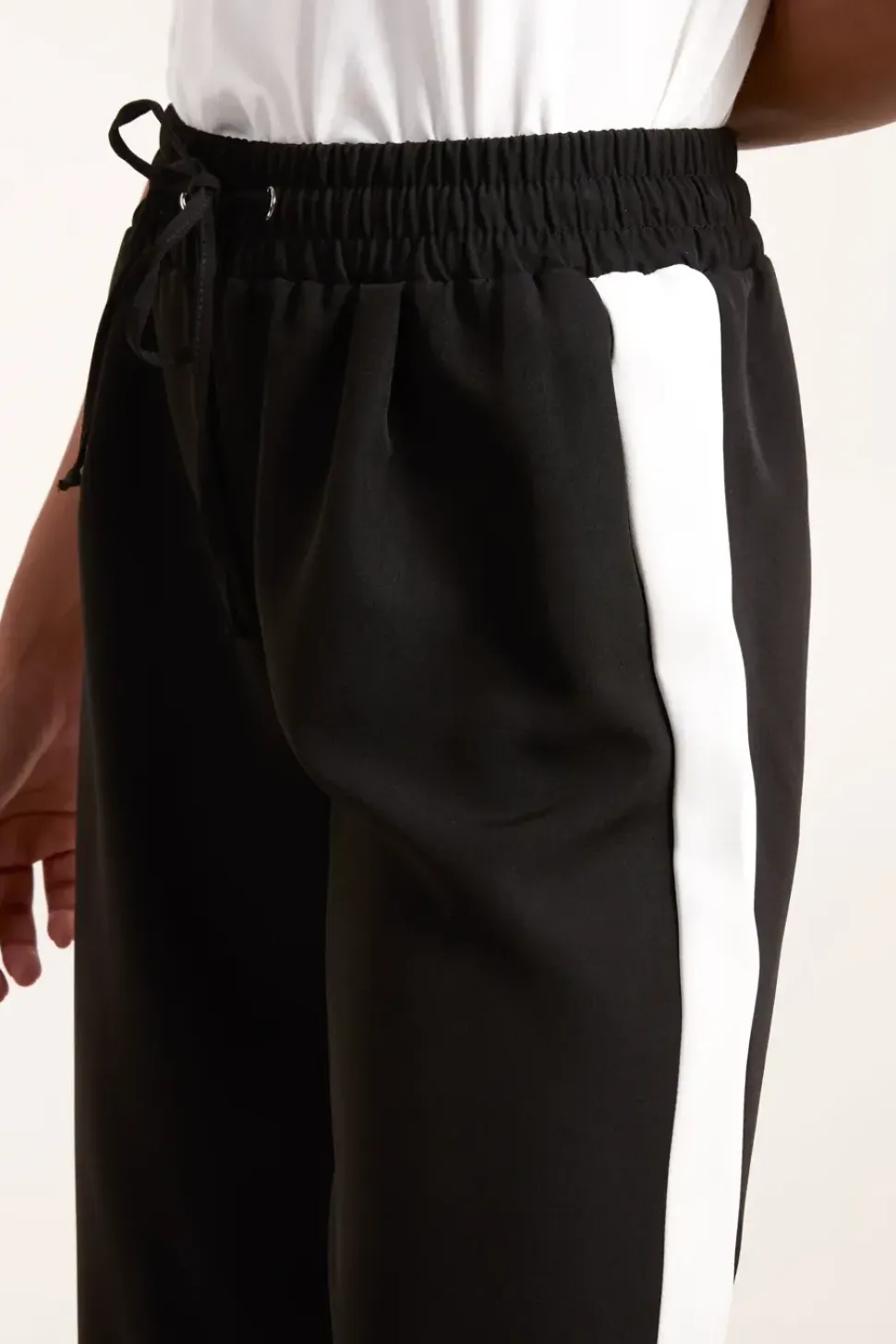 Side Stripe Elastic Waist Trousers