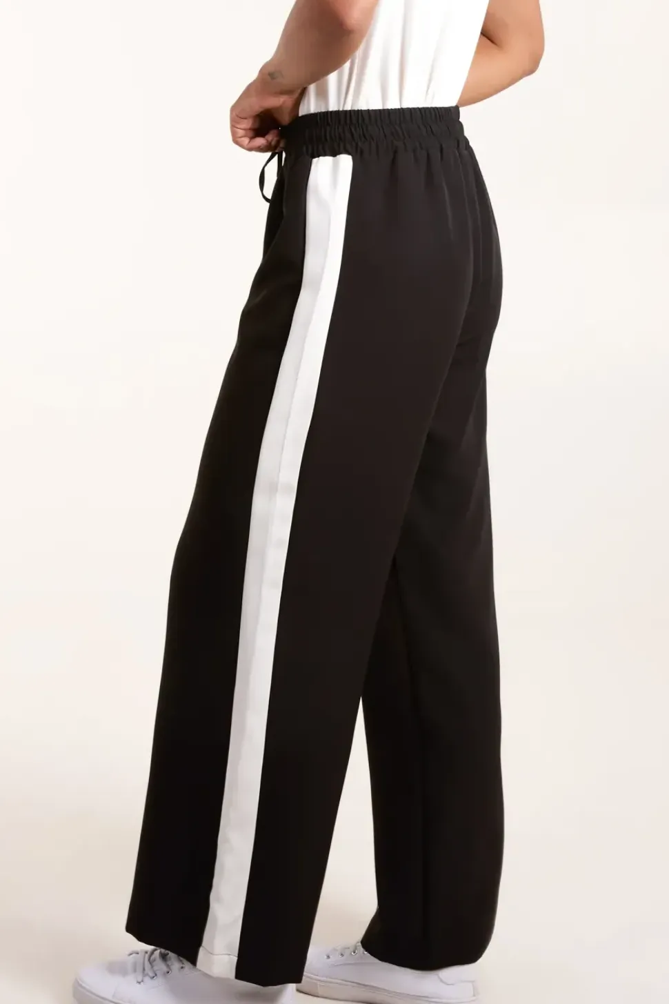 Side Stripe Elastic Waist Trousers