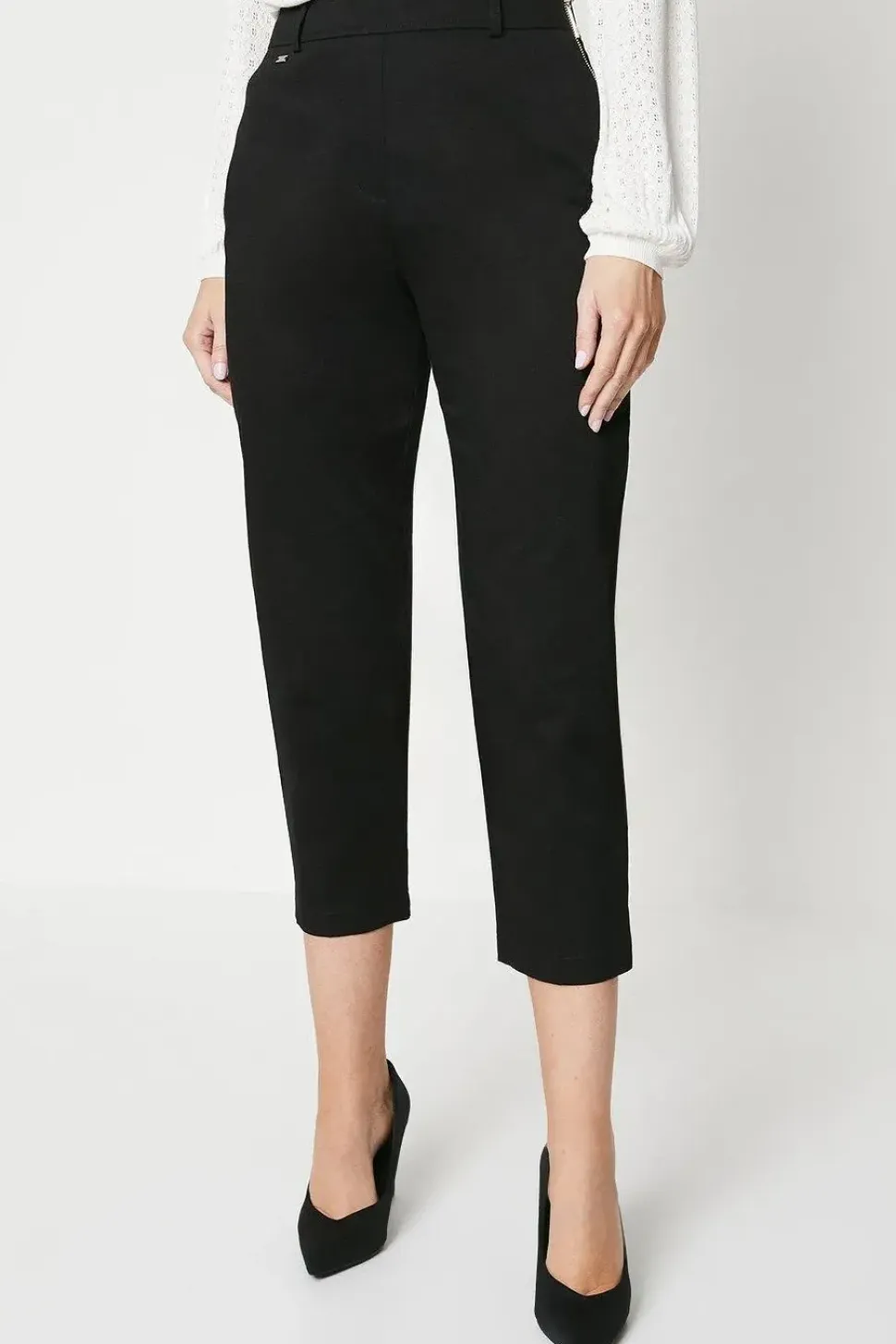 Side Zip Stretch Crop Trousers