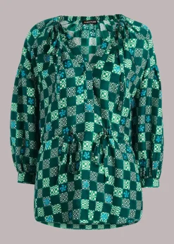 Silk Checkerboard Top-Checked