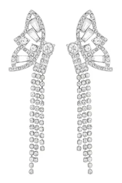 Silver Crystal Statement Butterfly Earrings