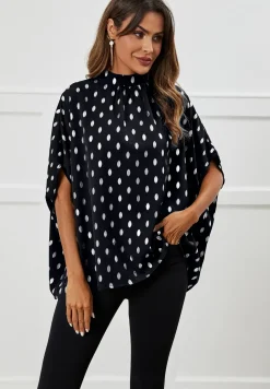 Silver Foil Loose-Fit Top In Navy