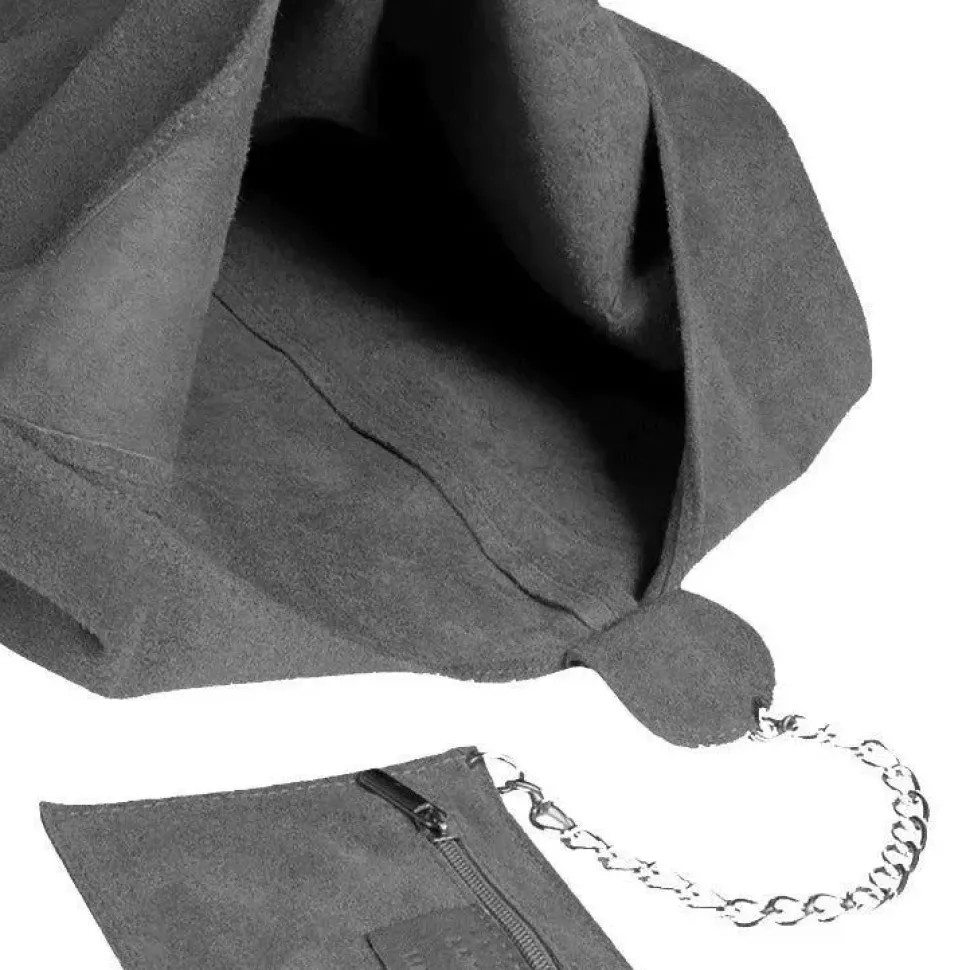 Silver Grey Soft Suede Hobo Shoulder Bag | BYIED