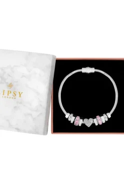 Silver Heart Pink Magnetic Bracelet - Gift Boxed
