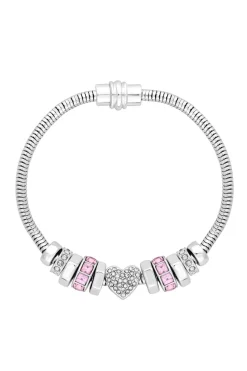 Silver Heart Pink Magnetic Bracelet - Gift Boxed