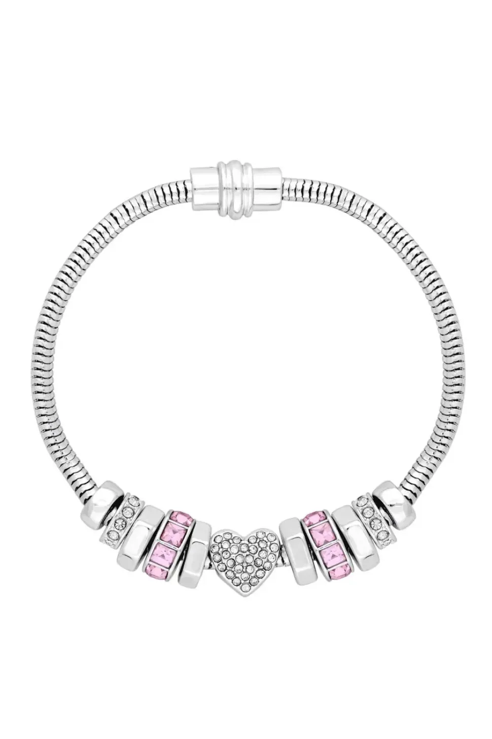 Silver Heart Pink Magnetic Bracelet - Gift Boxed