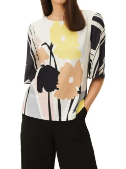 Silvie Floral And Stripe Print Top-Floral