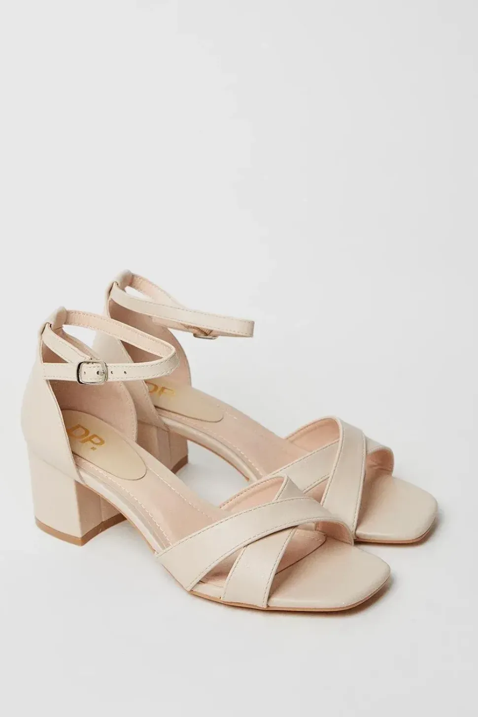 Simona Cross Strap Mid Block Heeled Sandals