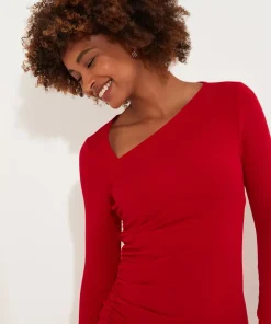 Simple Long-Sleeved Bodycon Dress with Asymmetric Neck and Hem
