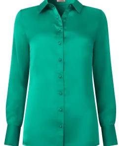Simple Satin Long Sleeve Blouse