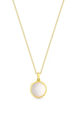 Simply Silver 14ct Gold Plated Sterling Silver 925 Mother Of Pearl Necklace