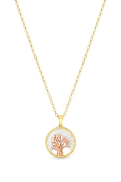 Simply Silver 14ct Gold Plated Sterling Silver 925 Tri Tone Tree of Love Necklace