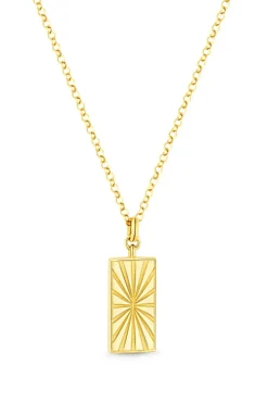Simply Silver 14ct Gold Plated Sterling Silver 925 With Cubic Zirconia Rectangle Mystic Pendant