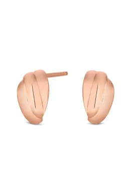 Simply Silver 14ct Rose Gold Plated Sterling Silver 925 Bead Stud Earrings