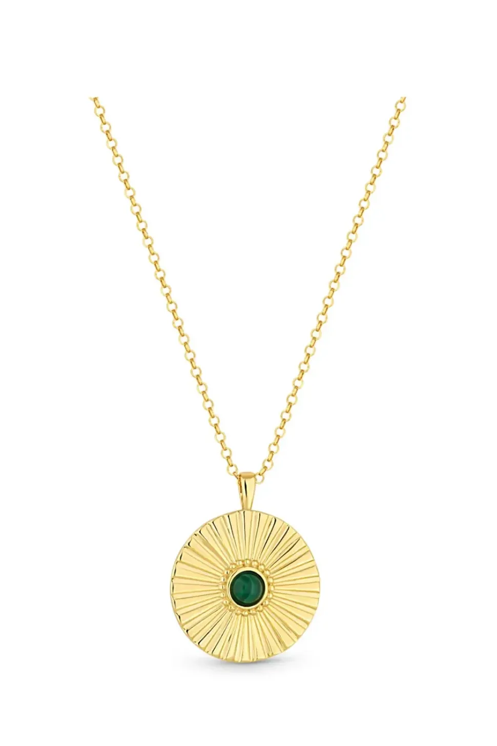 Simply Silver Gold Plated Sterling Silver 925 Malachite Pendant