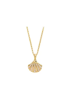 Simply Silver Gold Plated Sterling Silver 925 With Cubic Zirconia Shell Necklace