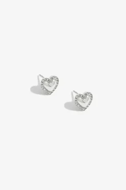 Simply Silver Sterling Silver 925 Cubic Zirconia Heart Stud Earrings