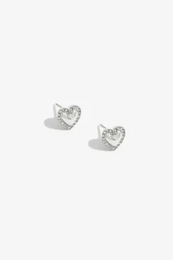 Simply Silver Sterling Silver 925 Cubic Zirconia Heart Stud Earrings