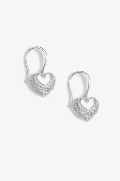 Simply Silver Sterling Silver 925 Fishhook Heart Drop Earrings